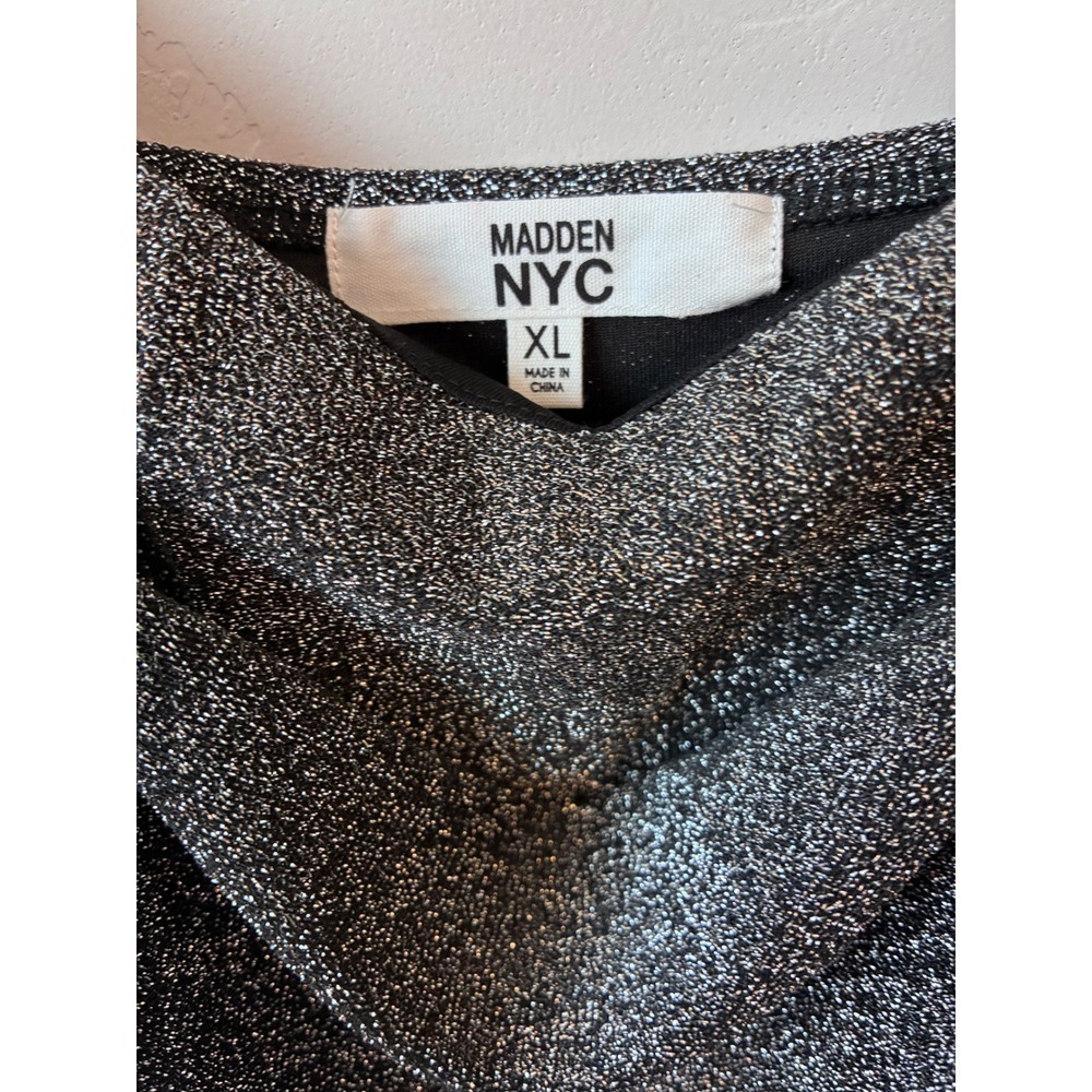 Madden NYC Black Sparkle Glitter‎ Spaghetti Strap Cowl Neck Midi Dress XL - Picture 4 of 9